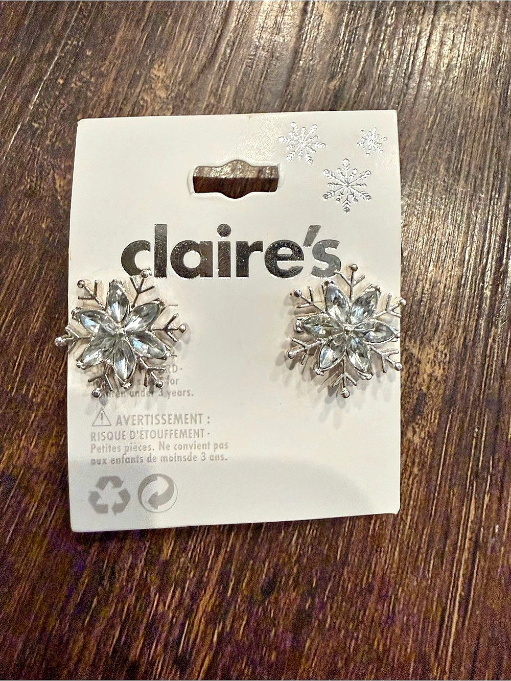 Claire's Silver Crystal Snowflake Stud Earrings